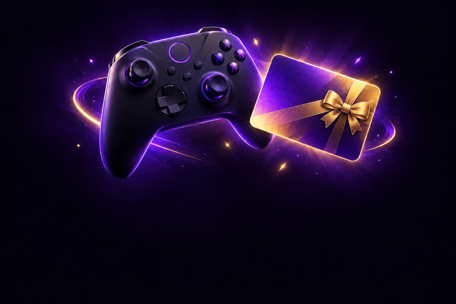 Arte de controle de videogame com brilho neon para o sorteio de jogos